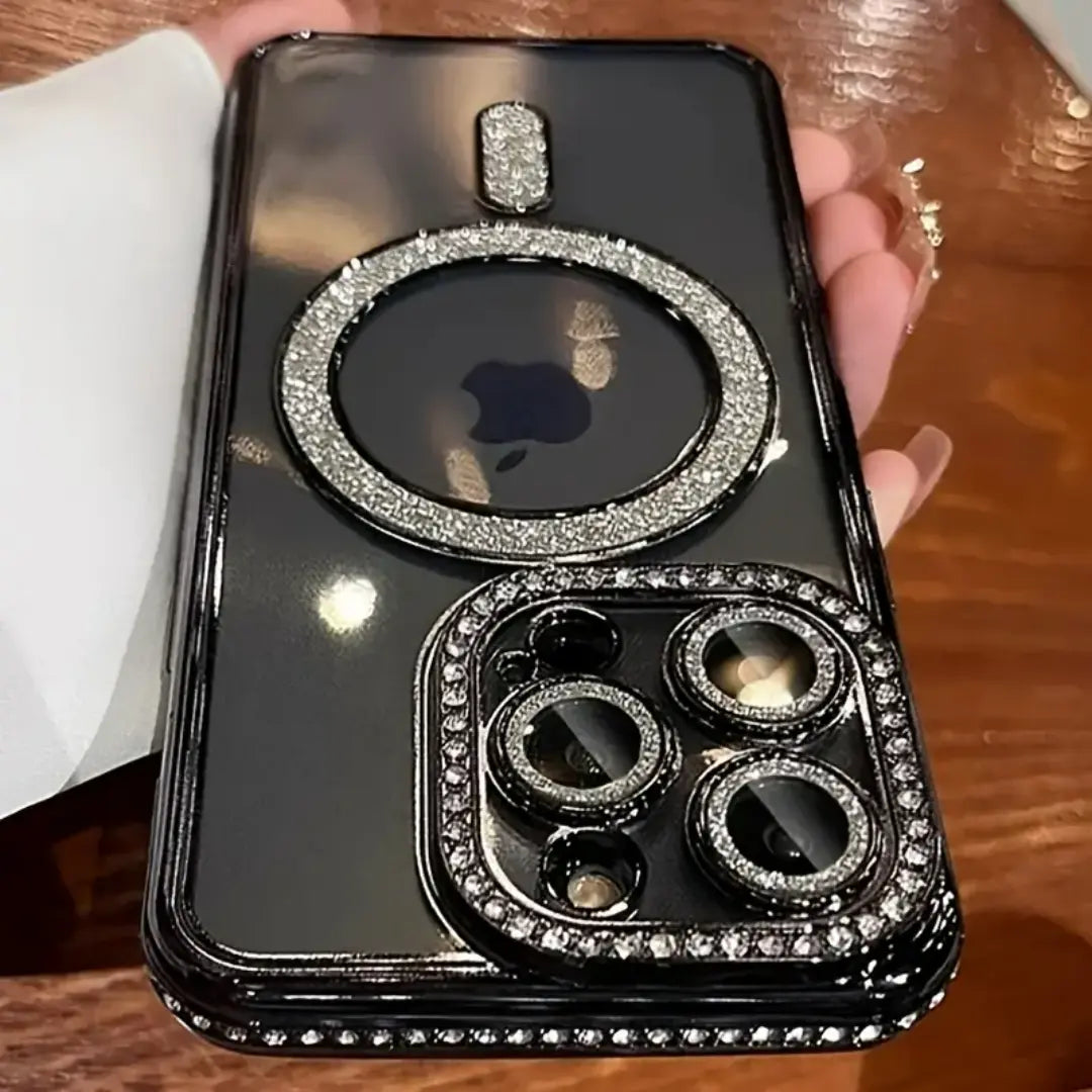 Elira Magnetic iPhone Case with Rhinestones - Stylish Shockproof Mobile Cover