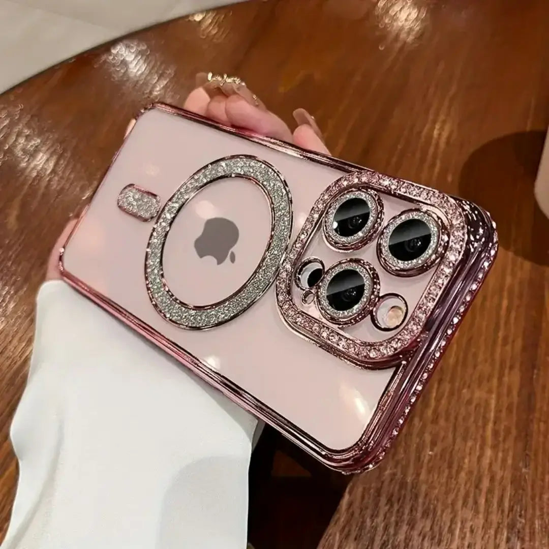 Elira Magnetic iPhone Case with Rhinestones - Stylish Shockproof Mobile Cover
