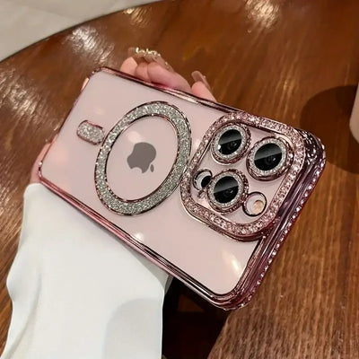 Elira Magnetic iPhone Case with Rhinestones - Stylish Shockproof Mobile Cover