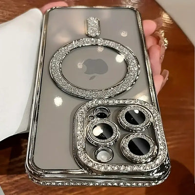 Elira Magnetic iPhone Case with Rhinestones - Stylish Shockproof Mobile Cover
