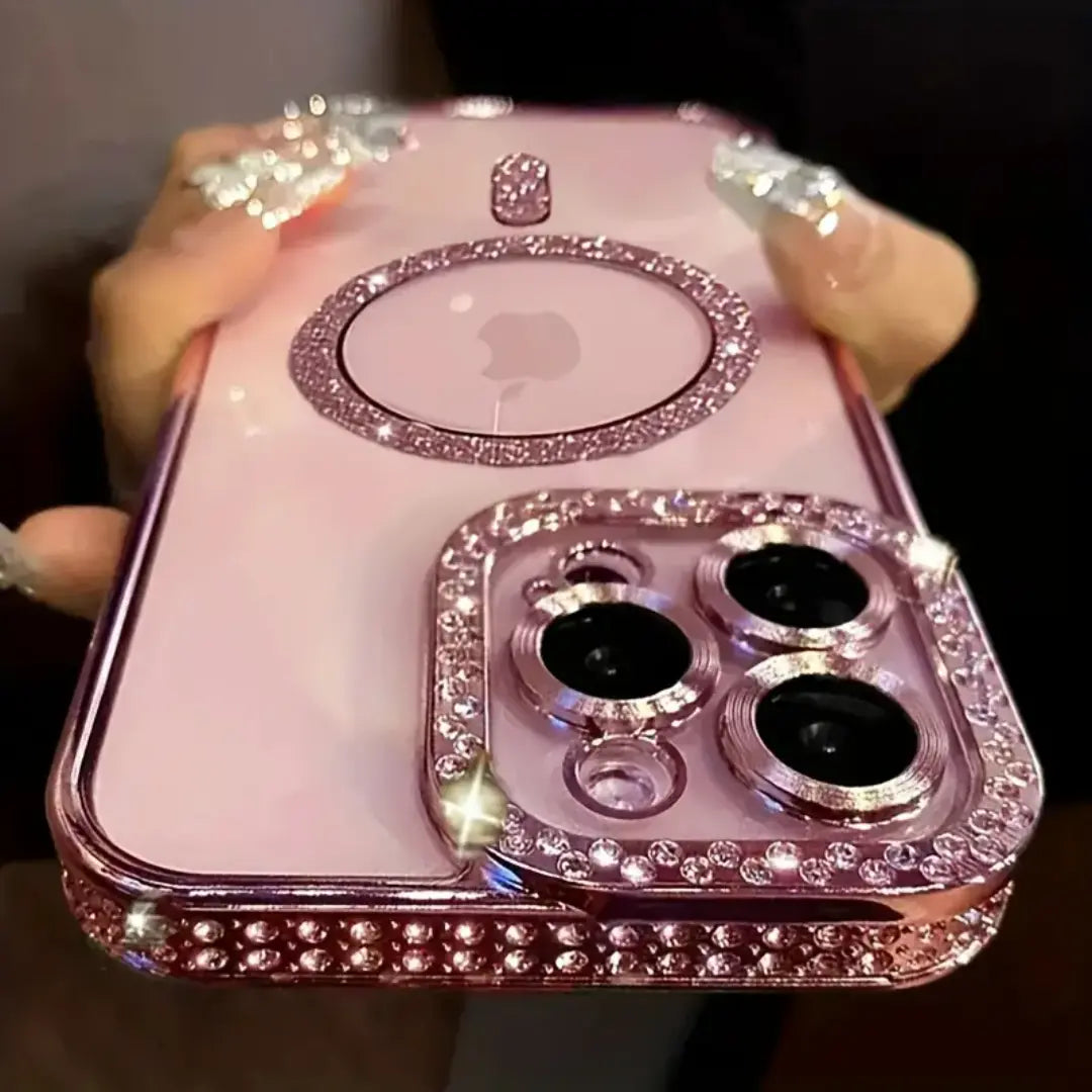 Elira Magnetic iPhone Case with Rhinestones - Stylish Shockproof Mobile Cover