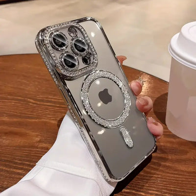 Elira Magnetic iPhone Case with Rhinestones - Stylish Shockproof Mobile Cover