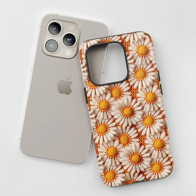 3D Floral Embroidery Pattern Vintage Daisy Knit iPhone Case