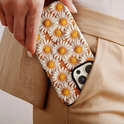 3D Floral Embroidery Pattern Vintage Daisy Knit iPhone Case