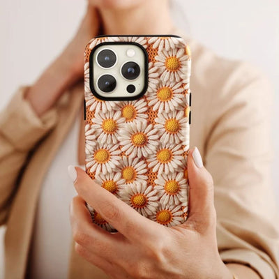 3D Floral Embroidery Pattern Vintage Daisy Knit iPhone Case