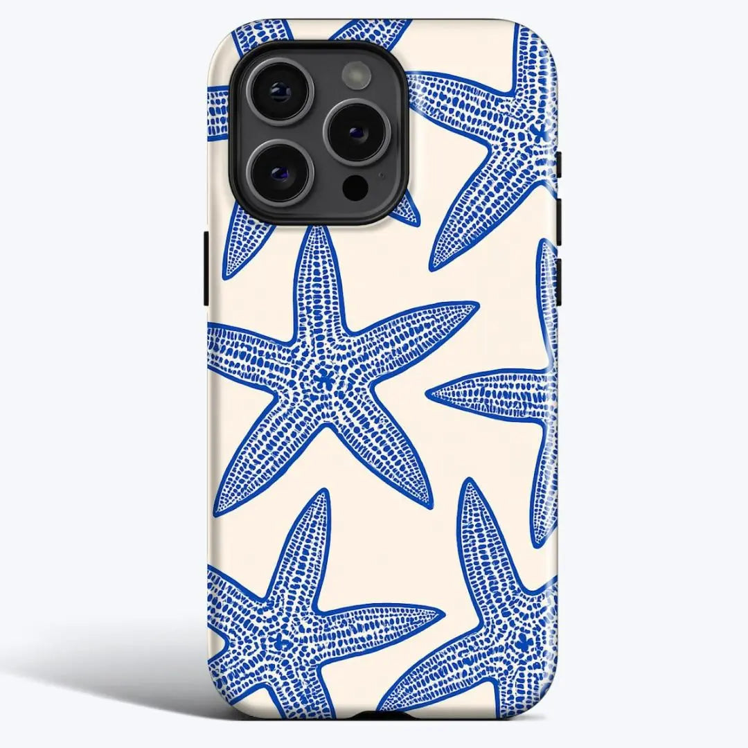 Blue Starfish Phone Case – Abstract Ocean-Inspired Art with Durable Protection
