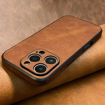 Merivo Luxury Retro Faux Leather iPhone Case - Shockproof Business Style with Camera Protection