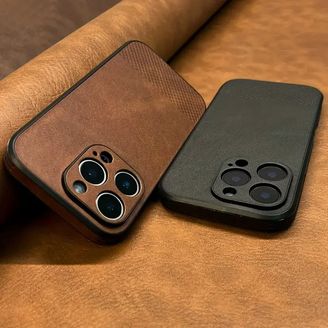 Merivo Luxury Retro Faux Leather iPhone Case - Shockproof Business Style with Camera Protection