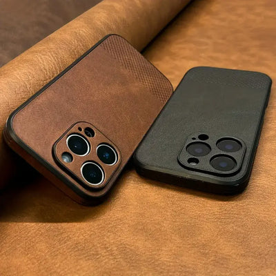 Merivo Luxury Retro Faux Leather iPhone Case - Shockproof Business Style with Camera Protection