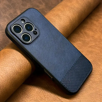 Merivo Luxury Retro Faux Leather iPhone Case - Shockproof Business Style with Camera Protection