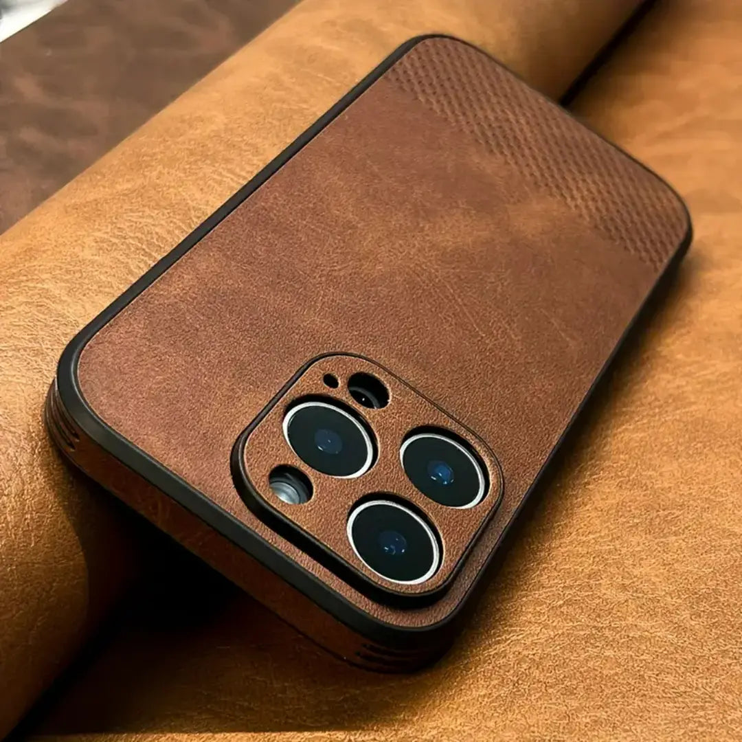 Merivo Luxury Retro Faux Leather iPhone Case - Shockproof Business Style with Camera Protection