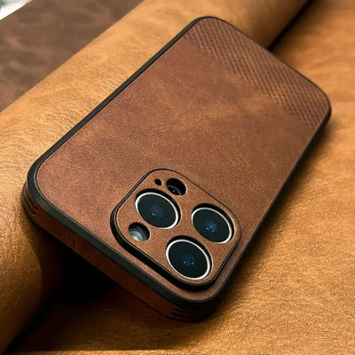 Merivo Luxury Retro Faux Leather iPhone Case - Shockproof Business Style with Camera Protection