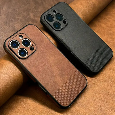 Merivo Luxury Retro Faux Leather iPhone Case - Shockproof Business Style with Camera Protection