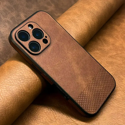 Merivo Luxury Retro Faux Leather iPhone Case - Shockproof Business Style with Camera Protection