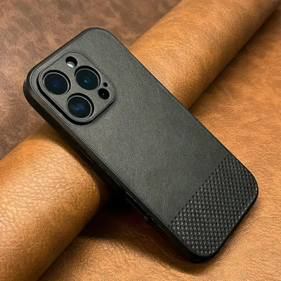 Merivo Luxury Retro Faux Leather iPhone Case - Shockproof Business Style with Camera Protection