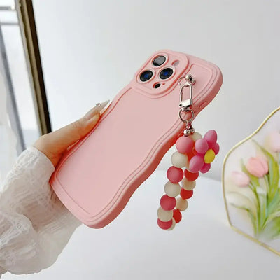 Fiora Protective iPhone Case with Flower-Bead Wrist Strap