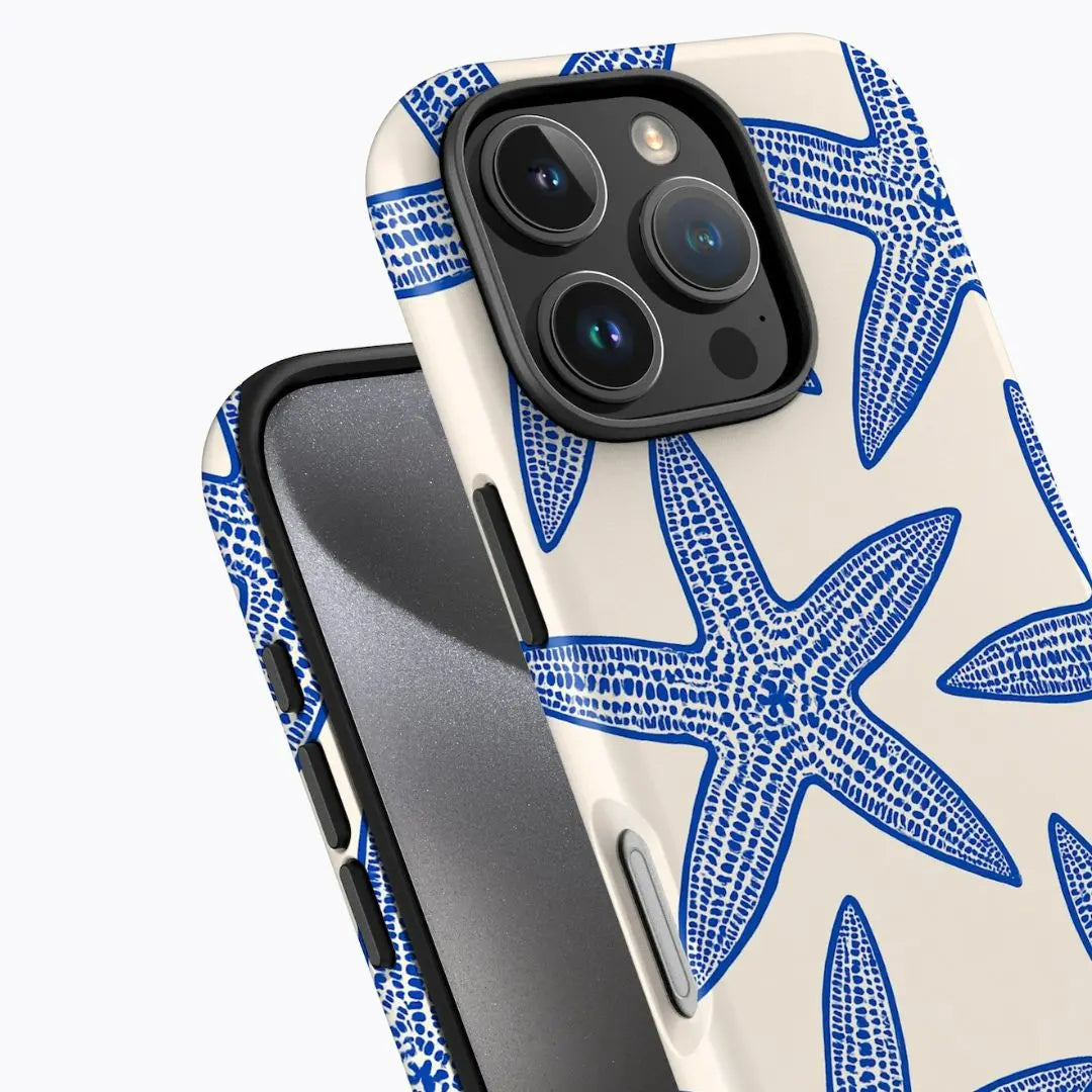 Blue Starfish Phone Case – Abstract Ocean-Inspired Art with Durable Protection