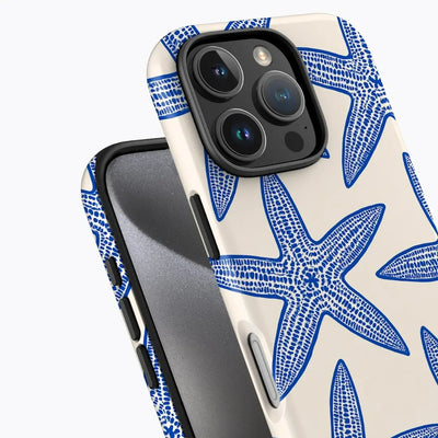 Blue Starfish Phone Case – Abstract Ocean-Inspired Art with Durable Protection